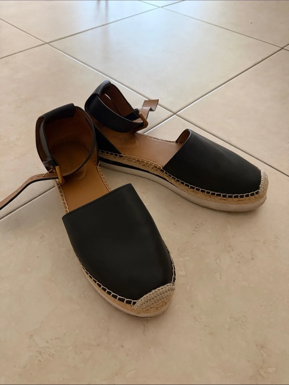 See by Chloe Black Espadrille Ankle-Strap Flats - Women
